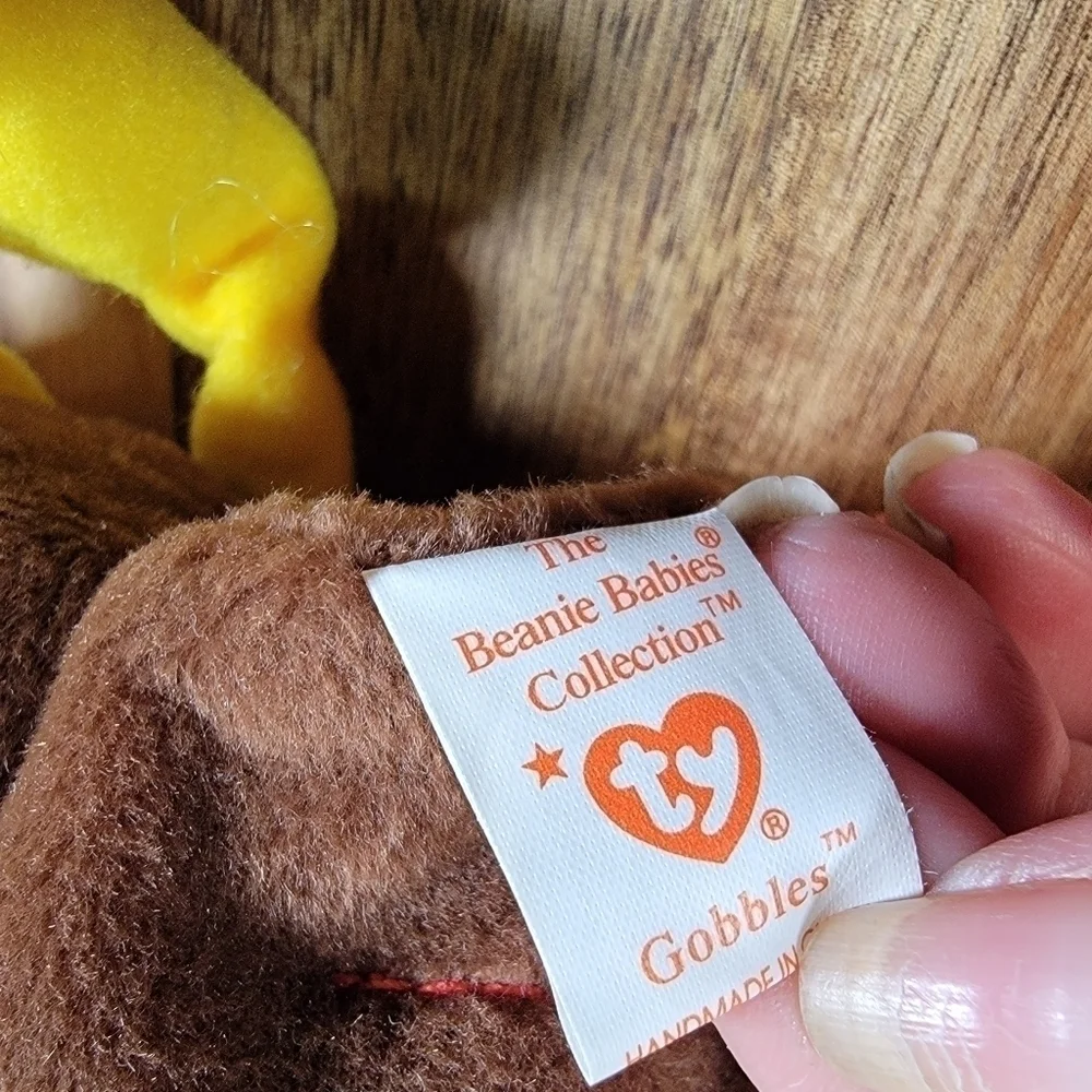TY Vintage Gobbles Turkey Thanksgiving Plush Animal Beanie Baby Babies 1996 PVC